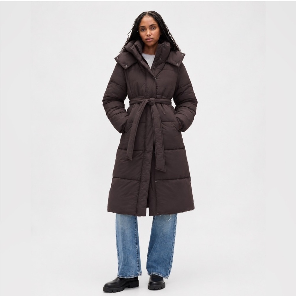 NEW! GAP Terra Brown Belted Long Puffer Coat - Multiple